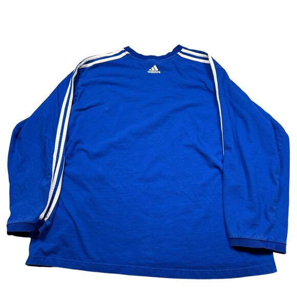 Kansas Jayhawks Shirt Men's XL‎ Adidas Striped Long Sleeve Blue White Basketball - Picture 8 of 10
